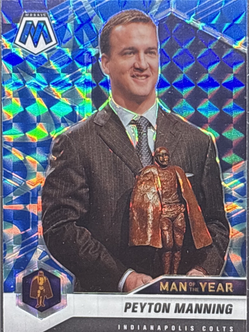 Panini Peyton Manning Holographic Blue Mosaic Football Trading Card